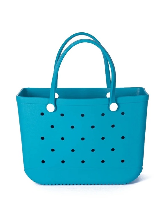 Handbags - Blue/Teal Tote Bag with Perforated storage beach original kids school organize